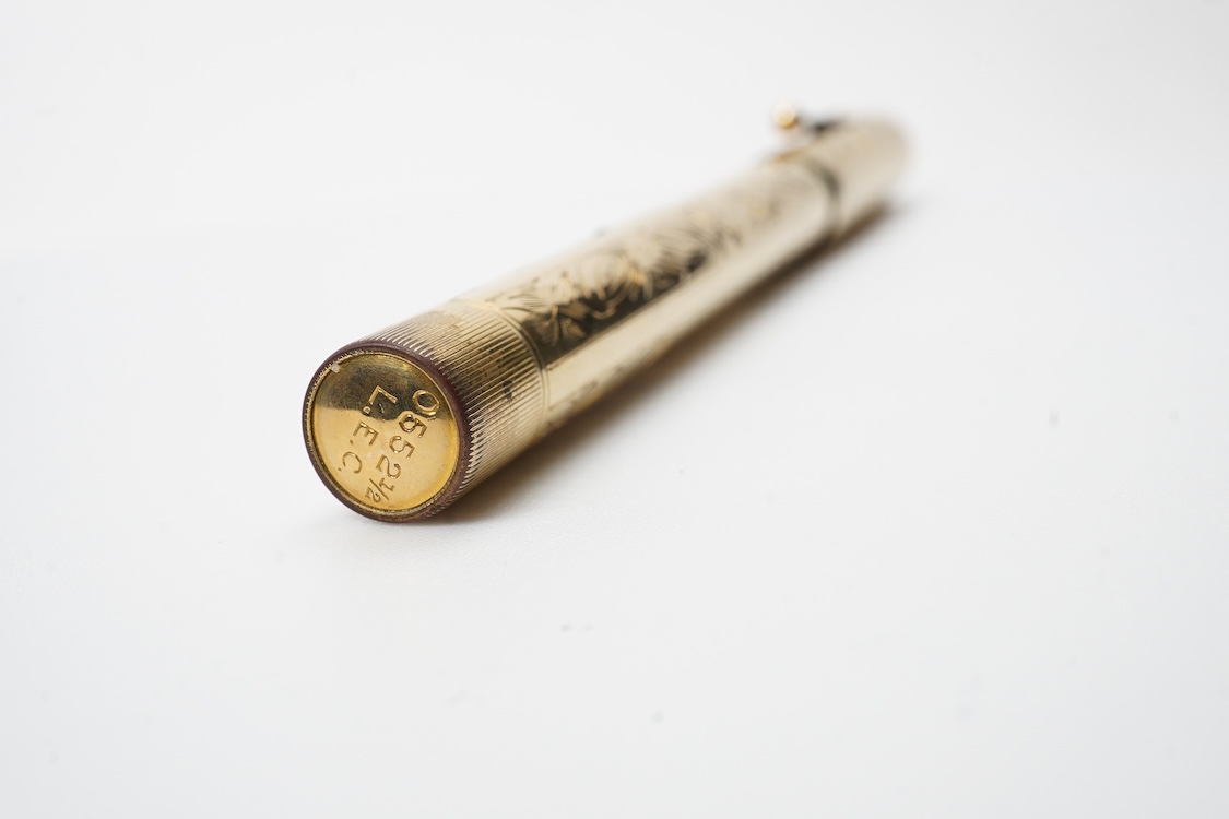 A Waterman hand engraved vine No.0552.5 LEC lever filled fountain pen